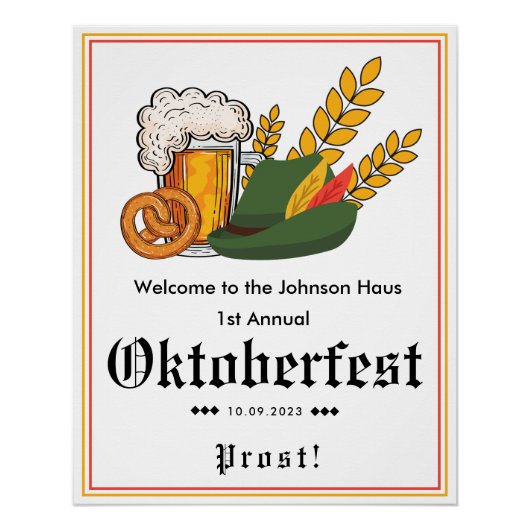 オクトーバーフェストパーティーウェルカムサイン ポスター (正面)
