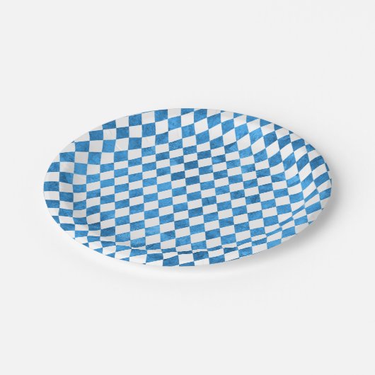 オクトーバーフェストパーティーバイエルン国旗の青い水色 ペーパープレート (アングル)