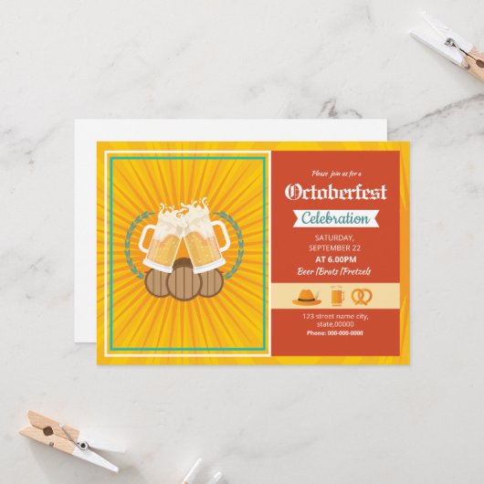 オクトーバーフェストパーティー招待状テンプレート 招待状 (正面/裏面インサイチュ)