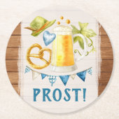 オクトーバーフェストパーティー素朴バイエルスタイン ラウンドペーパーコースター (正面)