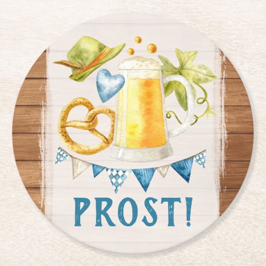 オクトーバーフェストパーティー素朴バイエルスタイン ラウンドペーパーコースター (正面)
