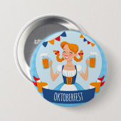 オクトーバーフェストビアガールボタン 缶バッジ (正面&裏面)
