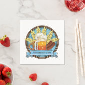 オクトーバーフェストビアソーセージプレッツェルロゴ、バイエルン スタンダードカクテルナプキン (インサイチュ)