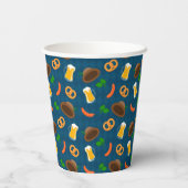 オクトーバーフェストビアプレッツェル&ソーセージパターン紙 紙コップ (裏面)