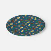 オクトーバーフェストビアプレッツェル&ソーセージパターン ペーパープレート (アングル)