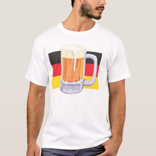 オクトーバーフェストビールとドイツ国旗 Tシャツ (正面)