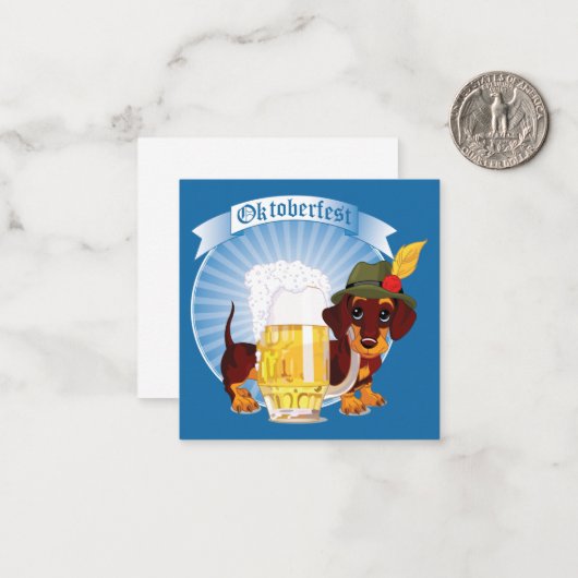 オクトーバーフェストビールと犬のグリーティングカード ノートカード (正面/裏面インサイチュ)