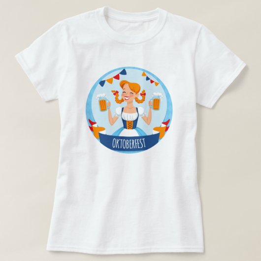 オクトーバーフェストビールガールTシャツ Tシャツ (デザイン正面)