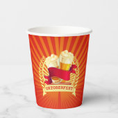 オクトーバーフェストビールグラスオンレッド金ゴールド日が差すこと 紙コップ (裏面)