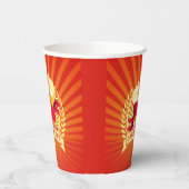 オクトーバーフェストビールグラスオンレッド金ゴールド日が差すこと 紙コップ (左)