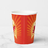 オクトーバーフェストビールグラスオンレッド金ゴールド日が差すこと 紙コップ (右)