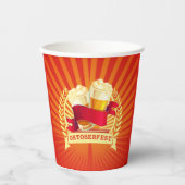 オクトーバーフェストビールグラスオンレッド金ゴールド日が差すこと 紙コップ (正面)