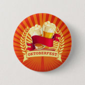 オクトーバーフェストビールグラスオンレッド金ゴールド日が差すこと 缶バッジ (正面)