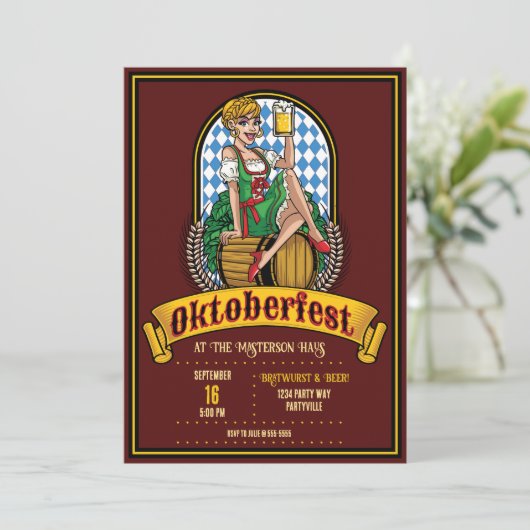 オクトーバーフェストビールケグメイド招待状 招待状 (スタンド正面)