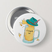 オクトーバーフェストビールスタインとアルパインハット 缶バッジ (正面&裏面)