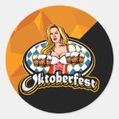 オクトーバーフェストビールスティーンズウーマンサービングパーティー ラウンドシール (正面)