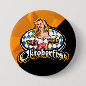 オクトーバーフェストビールスティーンズウーマンサービングパーティー 缶バッジ (正面)
