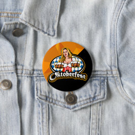 オクトーバーフェストビールスティーンズウーマンサービングパーティー 缶バッジ