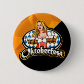 オクトーバーフェストビールスティーンズウーマンサービングパーティー 缶バッジ (正面)