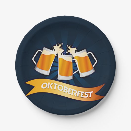 オクトーバーフェストビールステインお祝いパーティー7" ペーパープレート (正面)