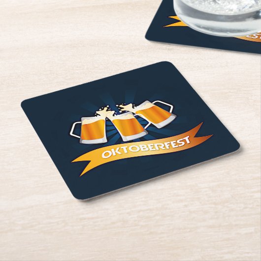 オクトーバーフェストビールステインお祝いパーティー スクエアペーパーコースター (アングル)
