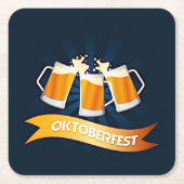 オクトーバーフェストビールステインお祝いパーティー スクエアペーパーコースター (正面)