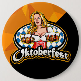 オクトーバーフェストビールステインズウーマンサービングパーティーボタン 缶バッジ