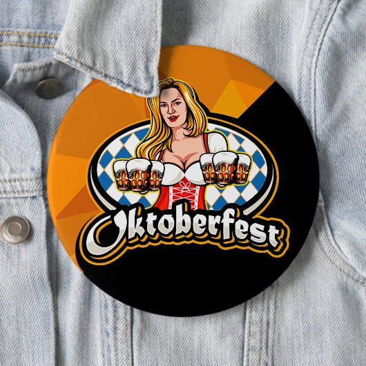 オクトーバーフェストビールステインズウーマンサービングパーティーボタン 缶バッジ (インサイチュ)