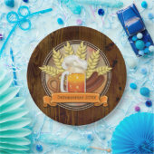 オクトーバーフェストビールソーセージPretzelロゴ、ミュート ペーパープレート (パーティー)