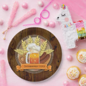 オクトーバーフェストビールソーセージPretzelロゴ、ミュート ペーパープレート (パーティー)