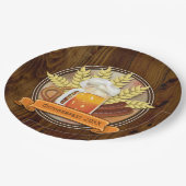 オクトーバーフェストビールソーセージPretzelロゴ、ミュート ペーパープレート (アングル)