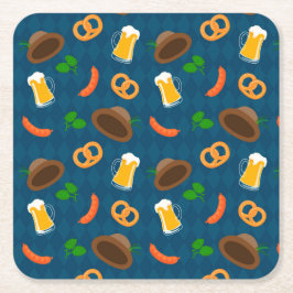 オクトーバーフェストビールバイエルン模様 スクエアペーパーコースター