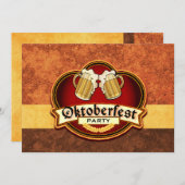 オクトーバーフェストビールパーティーダブルマグトーストカスタム 招待状 (正面/裏面)