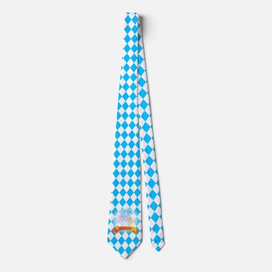 オクトーバーフェストビールフェスティバルの装飾青い模様 ネクタイ (正面)