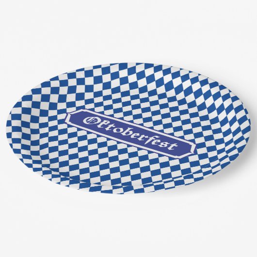 オクトーバーフェストビールフェスティバルデコレーションバイエルン国旗 ペーパープレート (アングル)