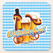 オクトーバーフェストビールフェスティバルドイツのバイエルンカラー スクエアペーパーコースター (正面)