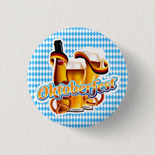 オクトーバーフェストビールフェスティバルドイツのバイエルンカラー 缶バッジ (正面)