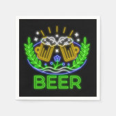 オクトーバーフェストビールフェスティバルネオンオンブラック スタンダードカクテルナプキン (正面)