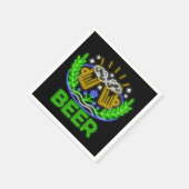 オクトーバーフェストビールフェスティバルネオンオンブラック スタンダードカクテルナプキン (角)