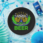 オクトーバーフェストビールフェスティバルネオンオンブラック ペーパープレート (パーティー)