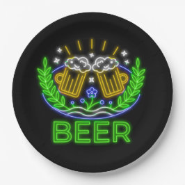 オクトーバーフェストビールフェスティバルネオンオンブラック ペーパープレート