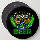 オクトーバーフェストビールフェスティバルネオンオンブラック 缶バッジ (正面&裏面)