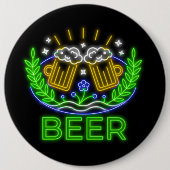オクトーバーフェストビールフェスティバルネオンオンブラック 缶バッジ (正面)