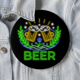 オクトーバーフェストビールフェスティバルネオンオンブラック 缶バッジ