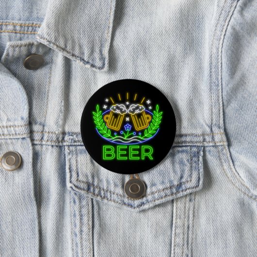 オクトーバーフェストビールフェスティバルネオンオンブラック 缶バッジ (インサイチュ)