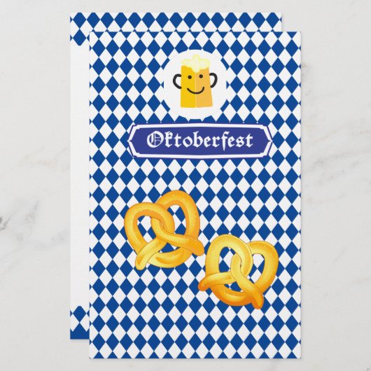 オクトーバーフェストビールフェスティバルバイエルン国旗の青 便箋 (正面/裏面)