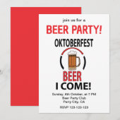 オクトーバーフェストビールフェスティバルパーティーオクトーバーフェスト 招待状 (正面/裏面)