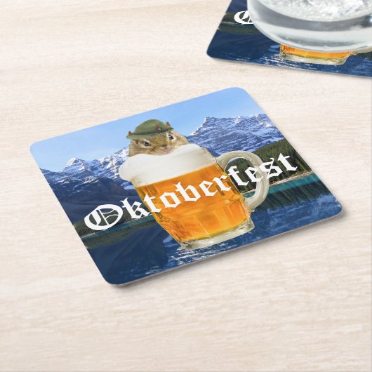 オクトーバーフェストビールフェスティバルパーティー動物 スクエアペーパーコースター (アングル)