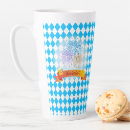 オクトーバーフェストビールフェスティバルブルーバイエルン国旗 カフェラテマグ