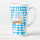 オクトーバーフェストビールフェスティバルブルーバイエルン国旗 カフェラテマグ (右)